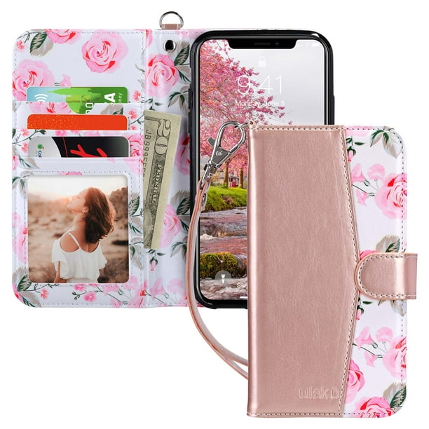 Leather Flip Case for iPhone XR Wallet Cover with Viewing Stand and Card Slots Bussiness Phone Case with Free Waterproof Case 